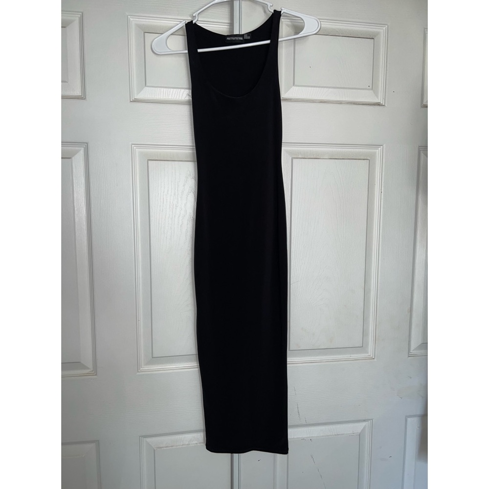 PrettyLittleThing Black Midi Bodycon Dress. Size 4.